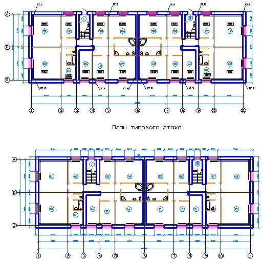План первого и типового этажа по ТГВ